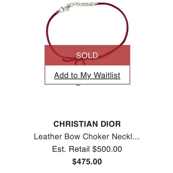 Dior Hot Pink/Red Leather Bow Silver CD Logo Necklace - Picture 8 of 8